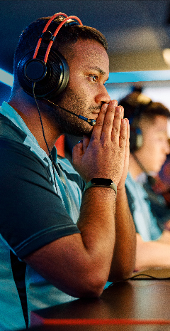 Man wearing gaming headset